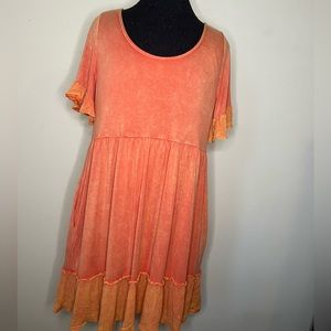 NWT Orange Ruffle Tunic Dress With Pockets